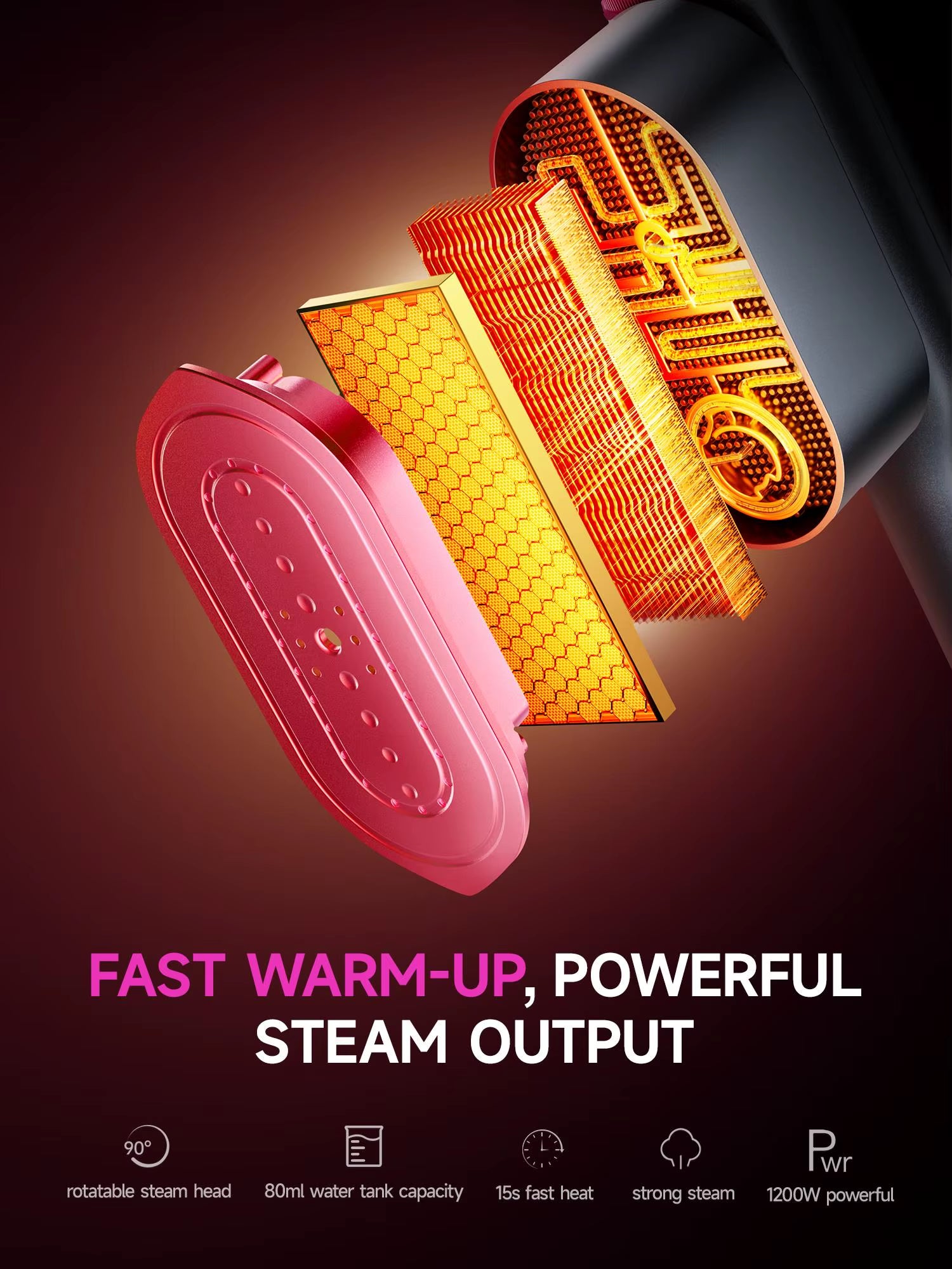 Dr Flash 1200W Electric Portable Garment Steamer - Fast Heating Handheld Clothes Care for Home, Hotel, and Travel