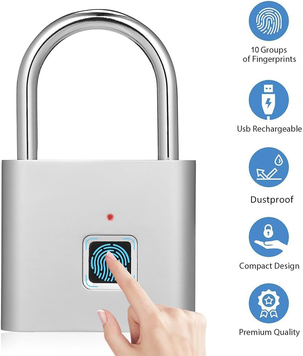 Revolutionary Fingerprint Padlock - USB Rechargeable, Waterproof Mini Smart Lock for Effortless Security Without Keys or Apps