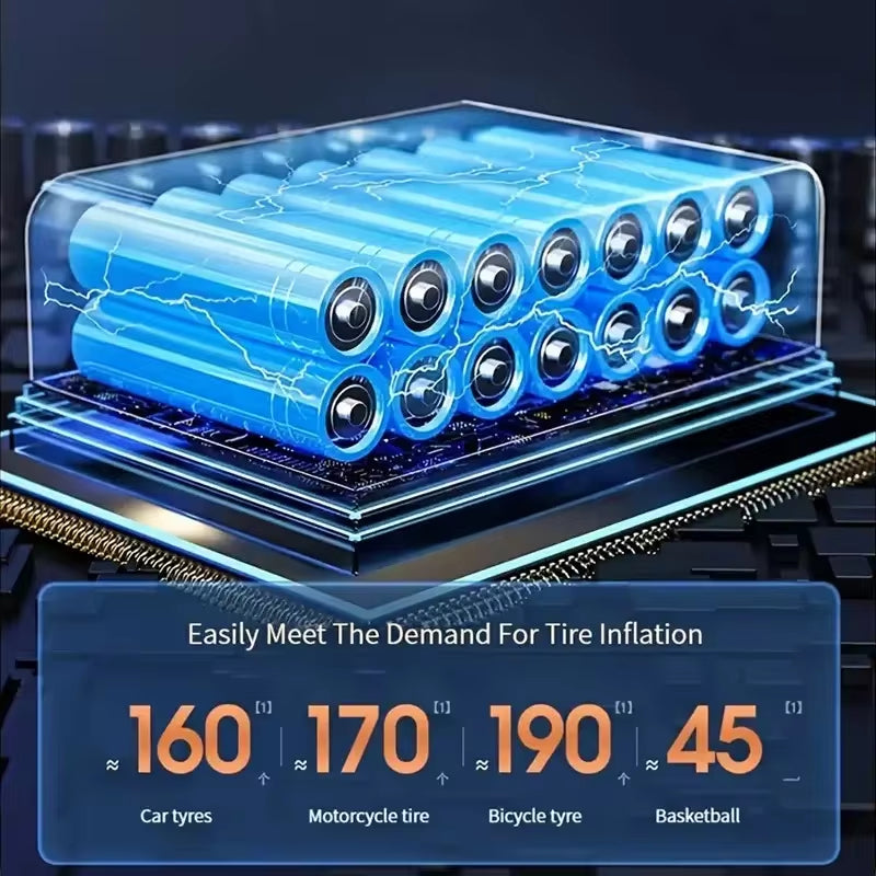 Powerful 1Pc Wireless Car Air Compressor - Ultimate Electric Tire Inflator for Cars, Motorcycles, Bicycles, and More!