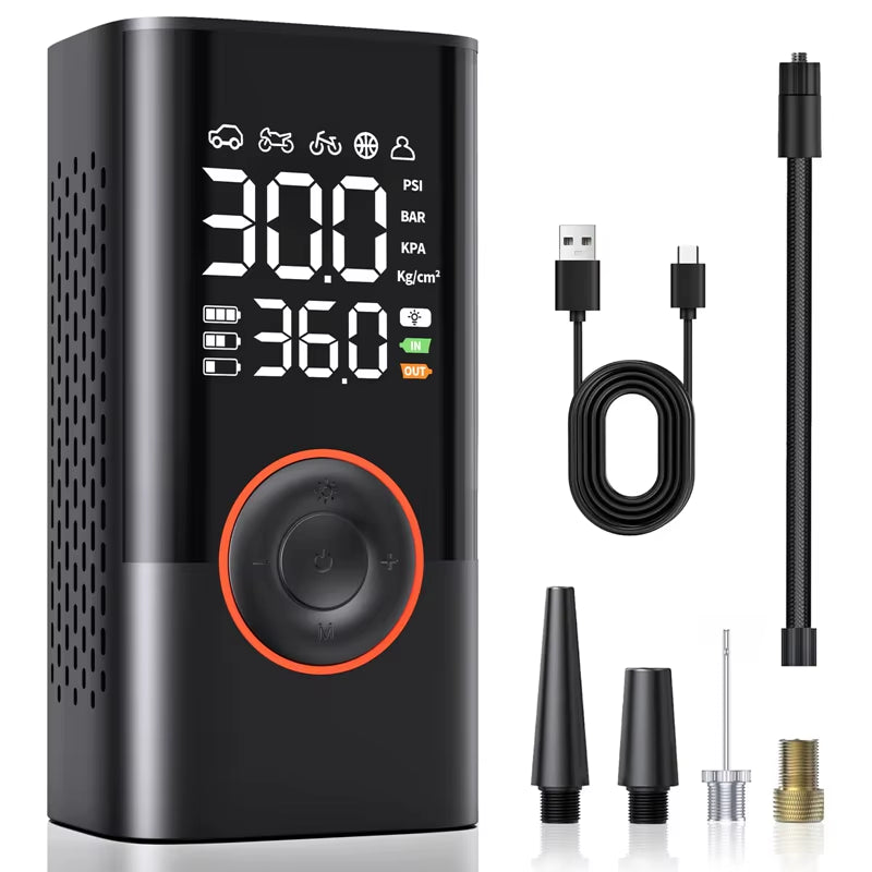 Powerful 1Pc Wireless Car Air Compressor - Ultimate Electric Tire Inflator for Cars, Motorcycles, Bicycles, and More!