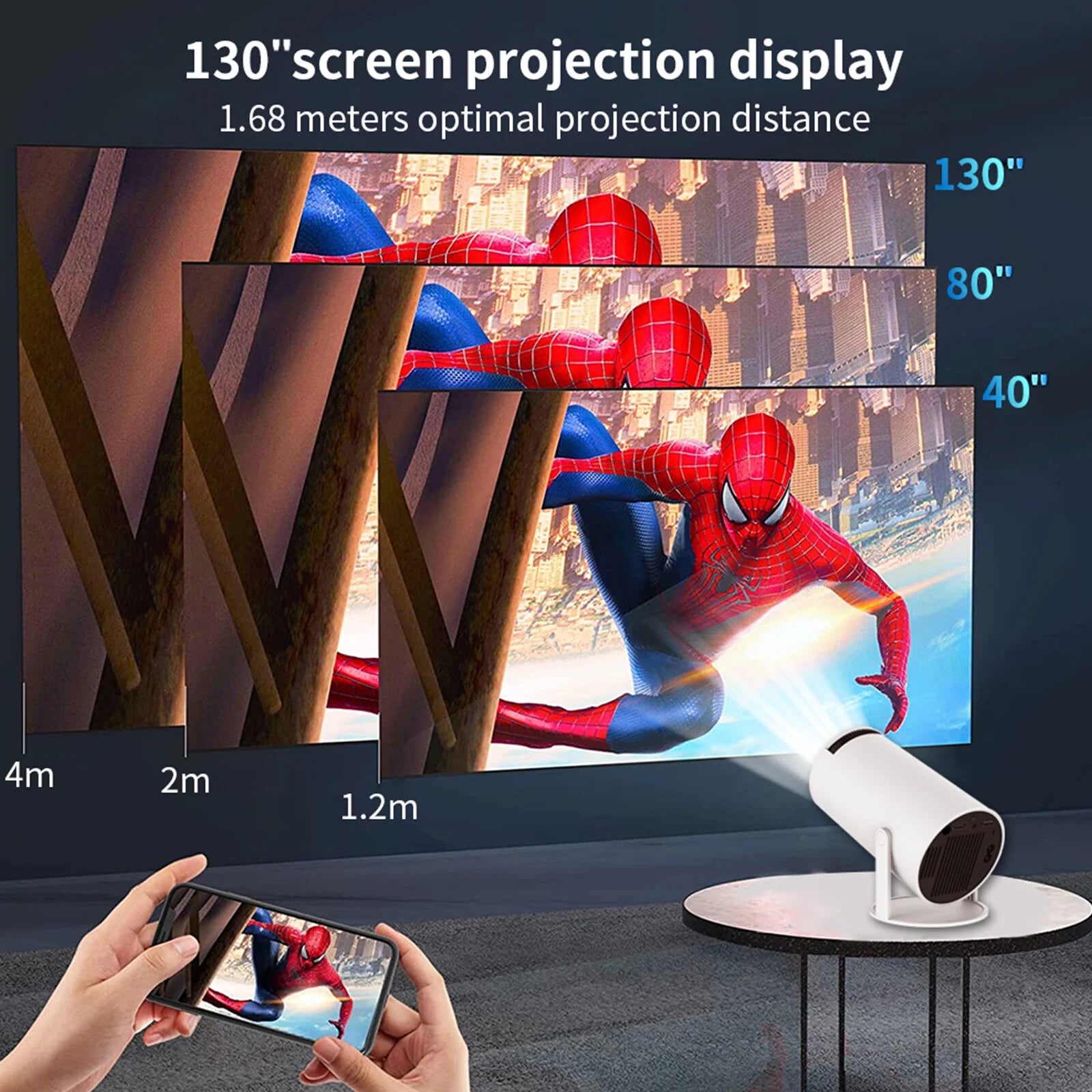 Experience Cinematic Magic Anywhere with Our Portable 4K Mini Projector Featuring WiFi 6 and Bluetooth Connectivity!