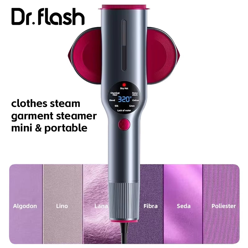 Dr Flash 1200W Electric Portable Garment Steamer - Fast Heating Handheld Clothes Care for Home, Hotel, and Travel
