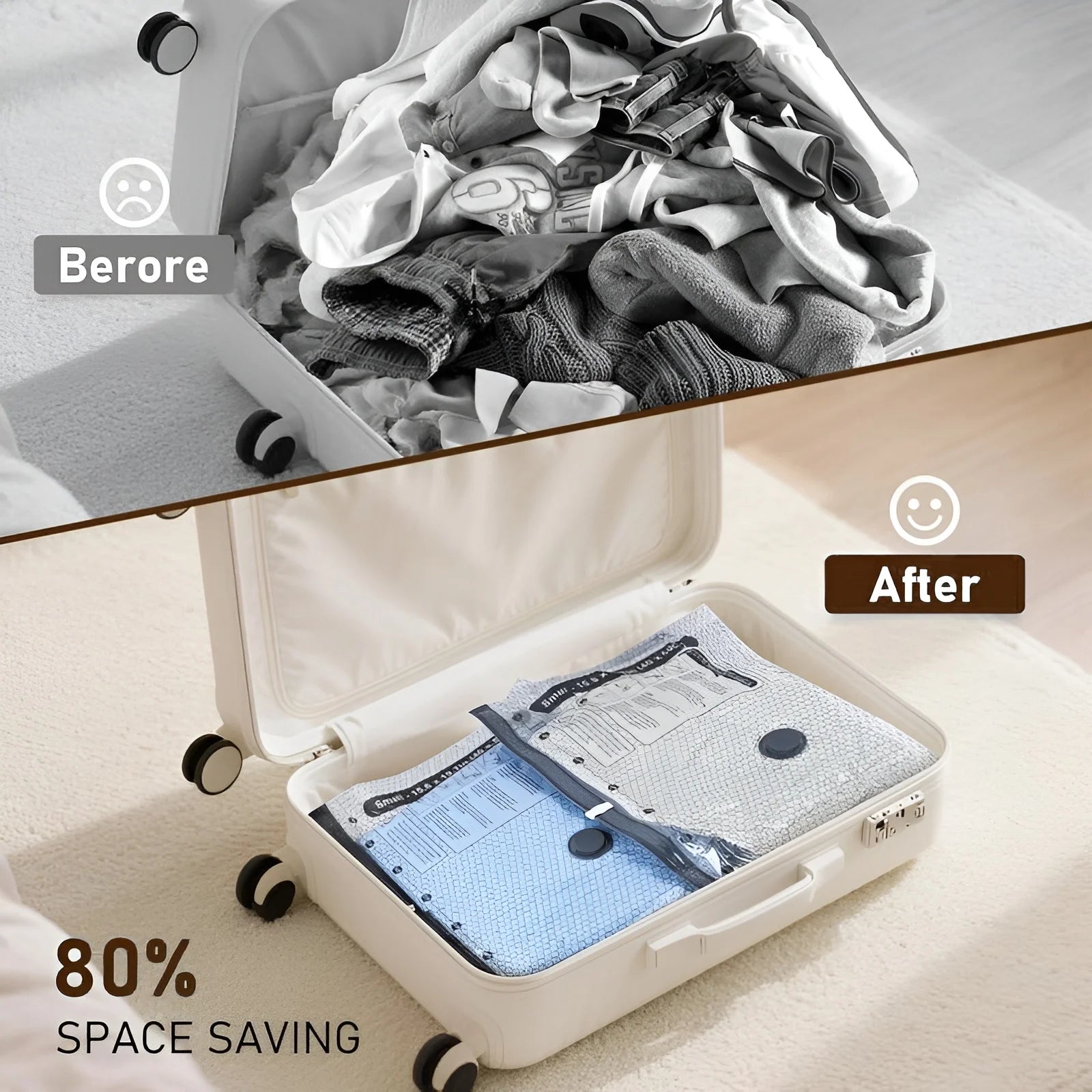 Revolutionize Your Travel Experience with the Cordless Compression Vacuum Set - 15 Pack with Rechargeable Air Pump for Effortless Packing!