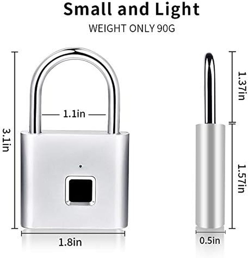 Revolutionary Fingerprint Padlock - USB Rechargeable, Waterproof Mini Smart Lock for Effortless Security Without Keys or Apps